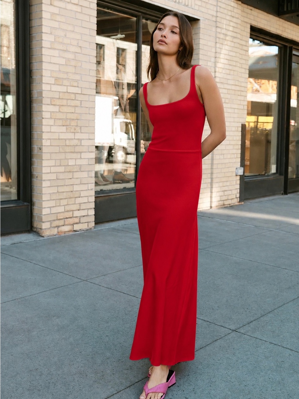 Marcella NYC Marvin European Ponte Women’s Red Tank Maxi Dress sz XL